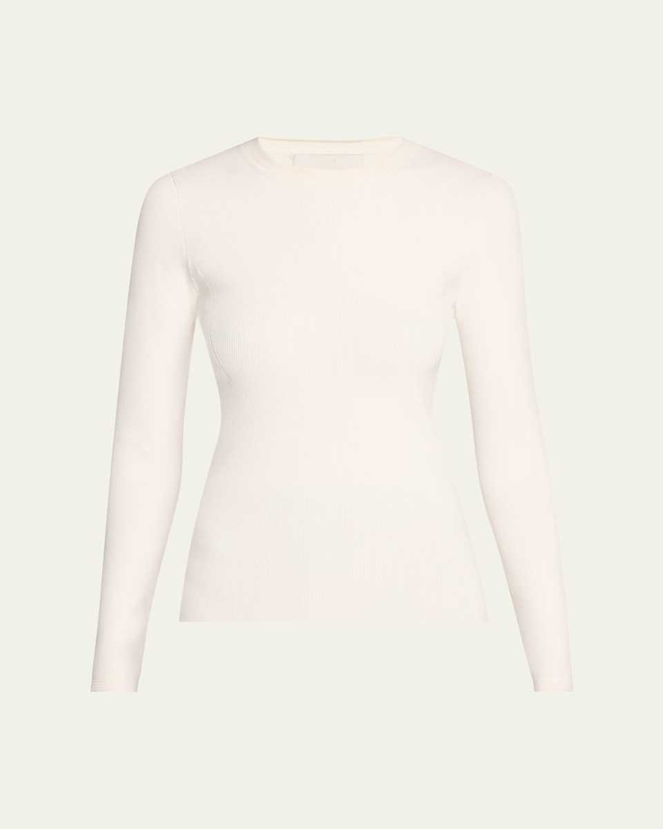 Long-Sleeve Compact Rib-Knit Top